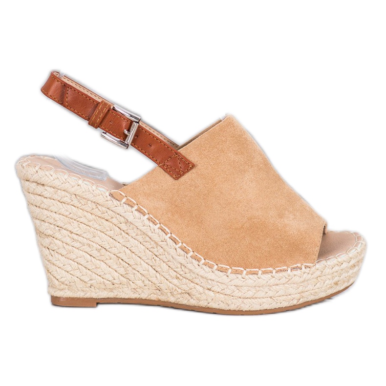 Small Swan Sandalias de gamuza de moda marrón Small Swan Sandalias de gamuza de moda marrón