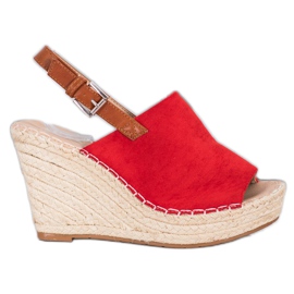 Small Swan Sandalias de gamuza de moda rojo