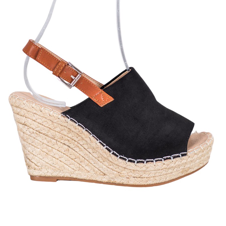 Small Swan Sandalias de gamuza de moda negro Small Swan Sandalias de gamuza de moda negro