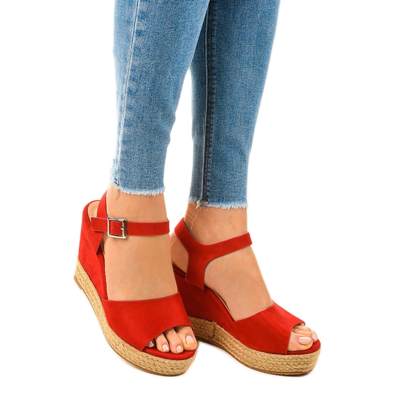 Sandalias de cuña alpargatas rojas 9R195 rojo Sandalias de cuña alpargatas rojas 9R195 rojo