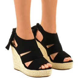 Sandalias cuña alpargatas negras 77-77 negro