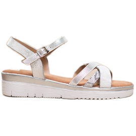 Small Swan Sandalias cómodas con circonita cúbica gris