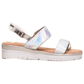 Small Swan Sandalias cómodas con efecto holográfico gris Small Swan Sandalias cómodas con efecto holográfico gris
