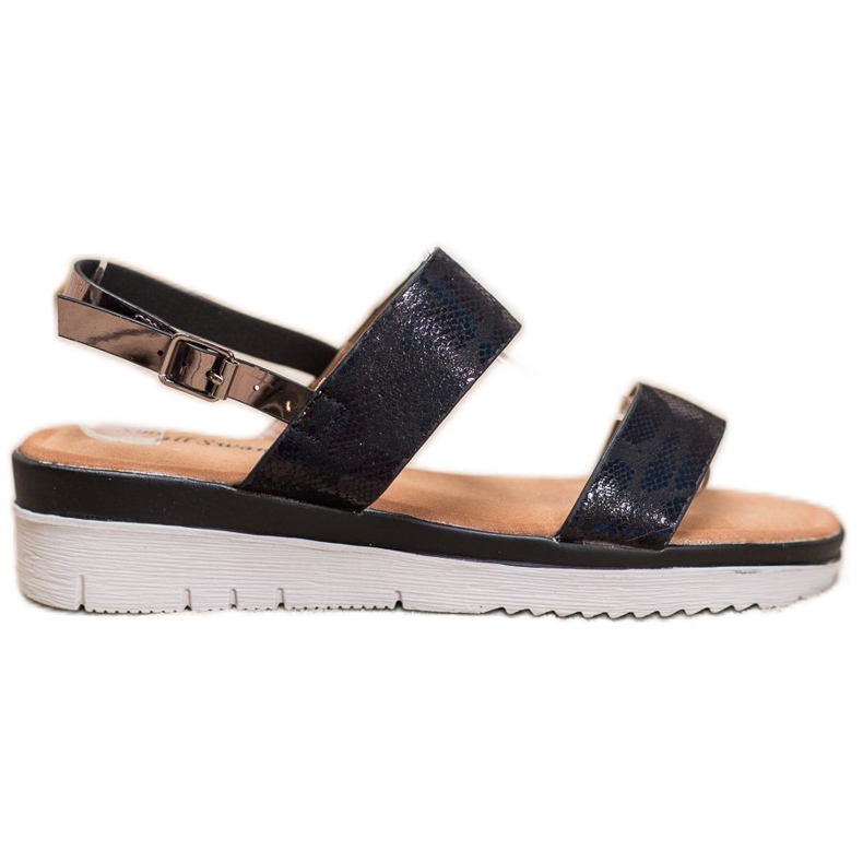 Small Swan Sandalias cómodas con efecto holográfico negro Small Swan Sandalias cómodas con efecto holográfico negro