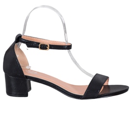 Small Swan Sandalias de piel ecológica brillante negro Small Swan Sandalias de piel ecológica brillante negro