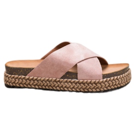 Comer Zapatillas cómodas en la plataforma rosado