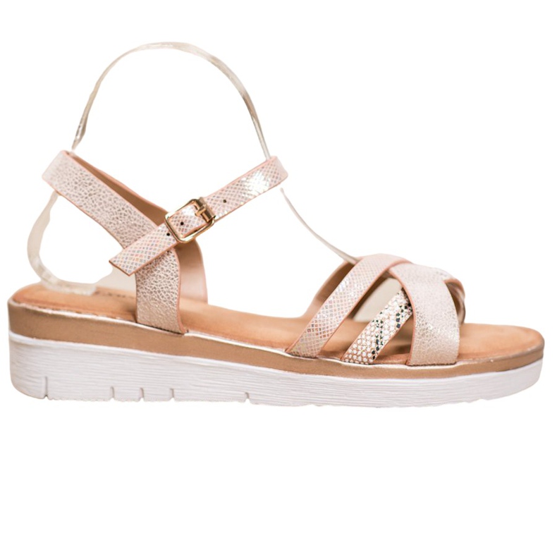 Small Swan Sandalias de cuña baja marrón amarillo Small Swan Sandalias de cuña baja marrón amarillo