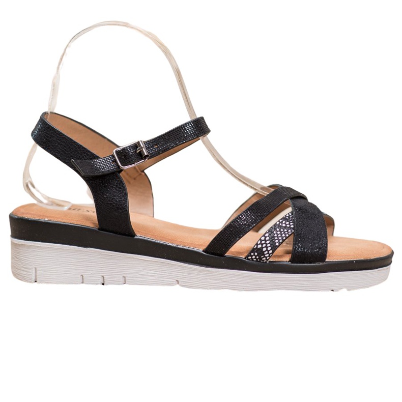 Small Swan Sandalias de cuña baja negro Small Swan Sandalias de cuña baja negro