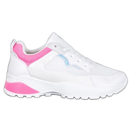 SHELOVET Zapatillas con inserciones rosas blanco rosado
