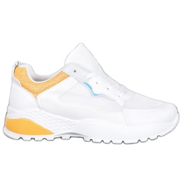 SHELOVET Zapatillas con inserciones de color naranja brillante blanco