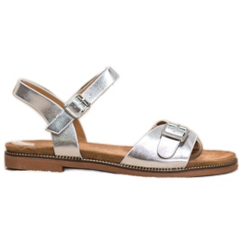 Small Swan Sandalias plateadas con hebilla gris