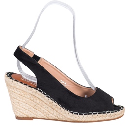 Small Swan Sandalias negras en una cuña alta negro Small Swan Sandalias negras en una cuña alta negro