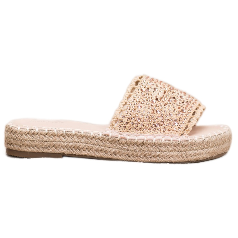 Small Swan Pantuflas con Cristales beige multicolor dorado
