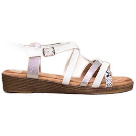 Small Swan Sandalias blancas con estilo blanco gris