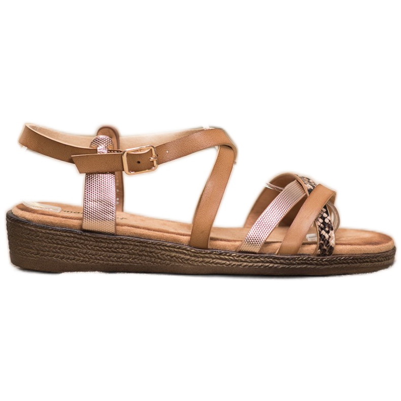 Small Swan Sandalias marrones con estilo marrón dorado Small Swan Sandalias marrones con estilo marrón dorado