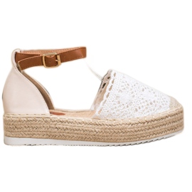 SHELOVET Alpargatas de moda con encaje blanco