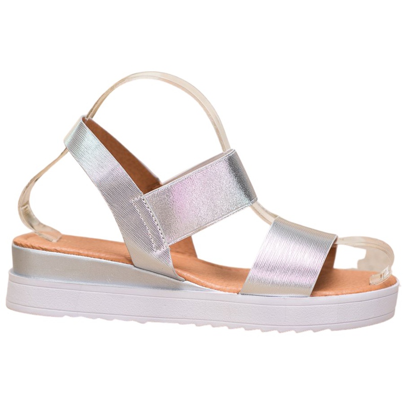 SHELOVET Sandalias plateadas en la plataforma gris