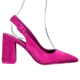 Comer Zapatos de salón clásicos con tacón abierto rosa
