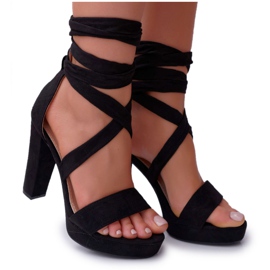 SEA Sandalias De Mujer En El Tacón Atado Negro Milla