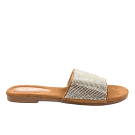Zapatillas marrones con circonitas 839-761 marrón plata