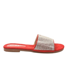 Pantuflas rojas con circonita 839-761 rojo gris