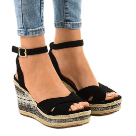 Sandalias cuña negras alpargatas 150-613 negro