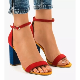 Sandalias rojas y azul marino en poste con hebilla 0280-135 rojo