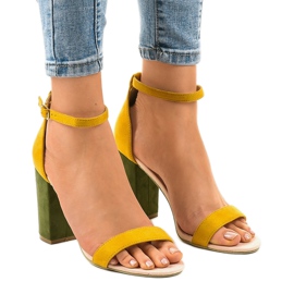 Sandalias amarillas y verdes en poste con hebilla 0280-135 amarillo