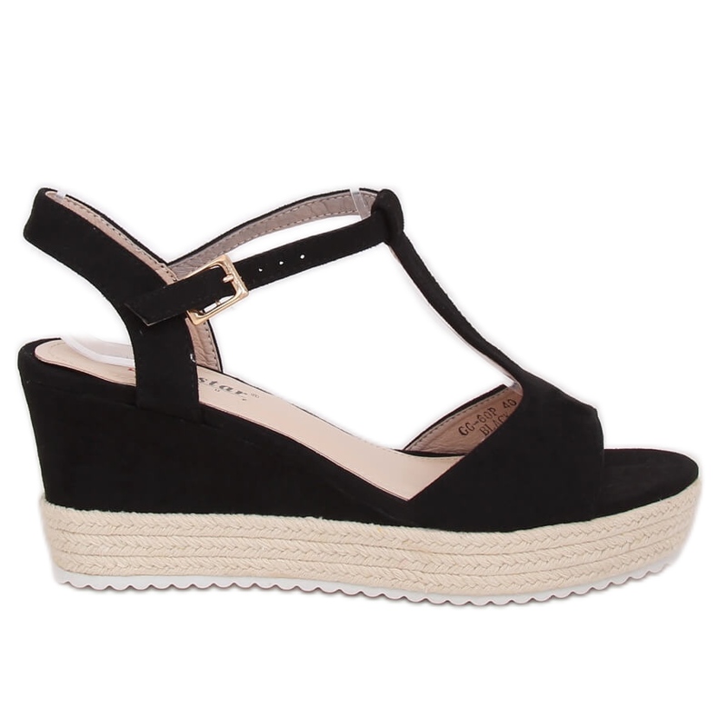 Black GG-60P Sandalias de cuña negras negro