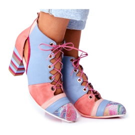 Mujer Botas Con Tacón Cuero Maciejka Primavera 03938-15 azul rosa