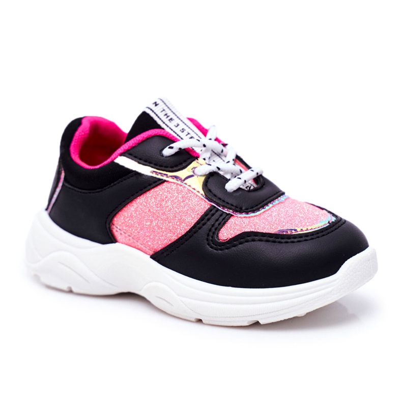 FRROCK Zapatos deportivos infantiles Matylda negros con purpurina multicolor