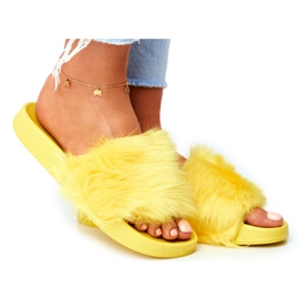 Pantuflas De Mujer Con Piel De Piel Amarilla amarillo