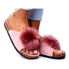 MSMG Pantuflas de Mujer con Pompón Rosa Galaxo