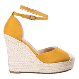 SHELOVET Alpargatas altas en la cuña amarillo