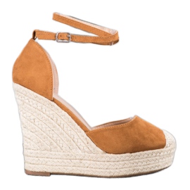 SHELOVET Alpargatas altas en la cuña marrón