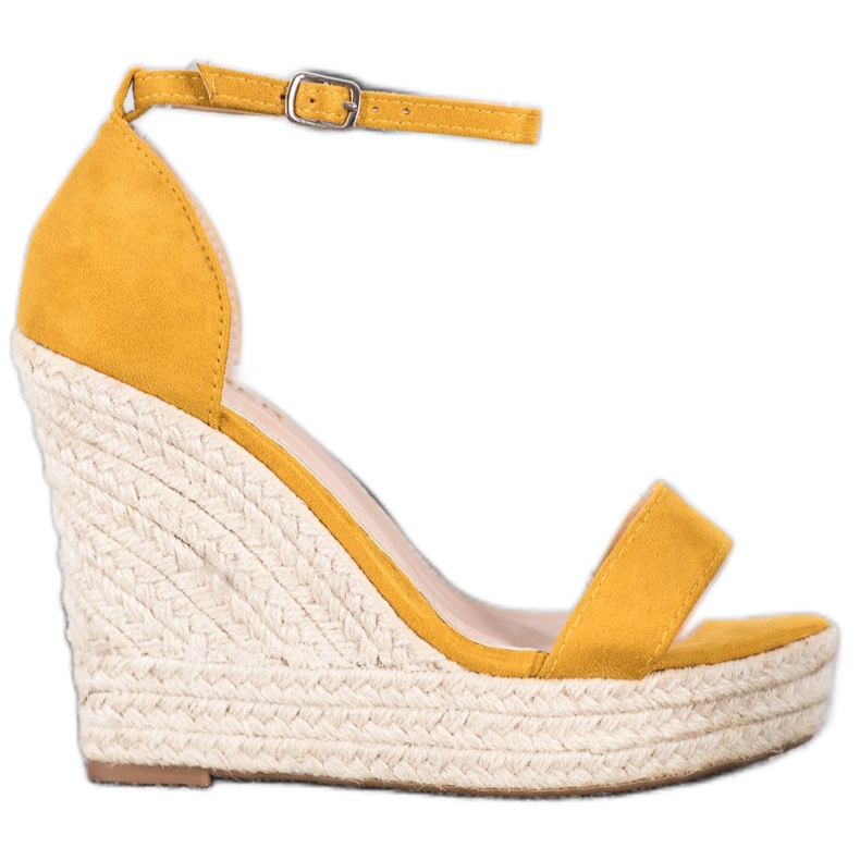 SHELOVET Sandalias de cuña sexy amarillo