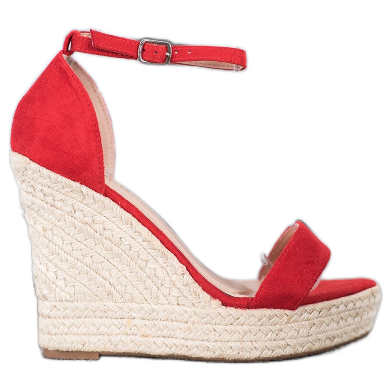 SHELOVET Sandalias de cuña sexy rojo
