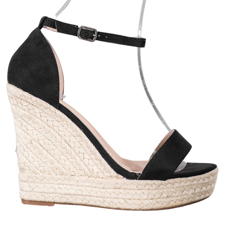 SHELOVET Sandalias de cuña sexy negro