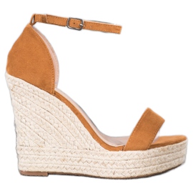 SHELOVET Sandalias de cuña sexy marrón