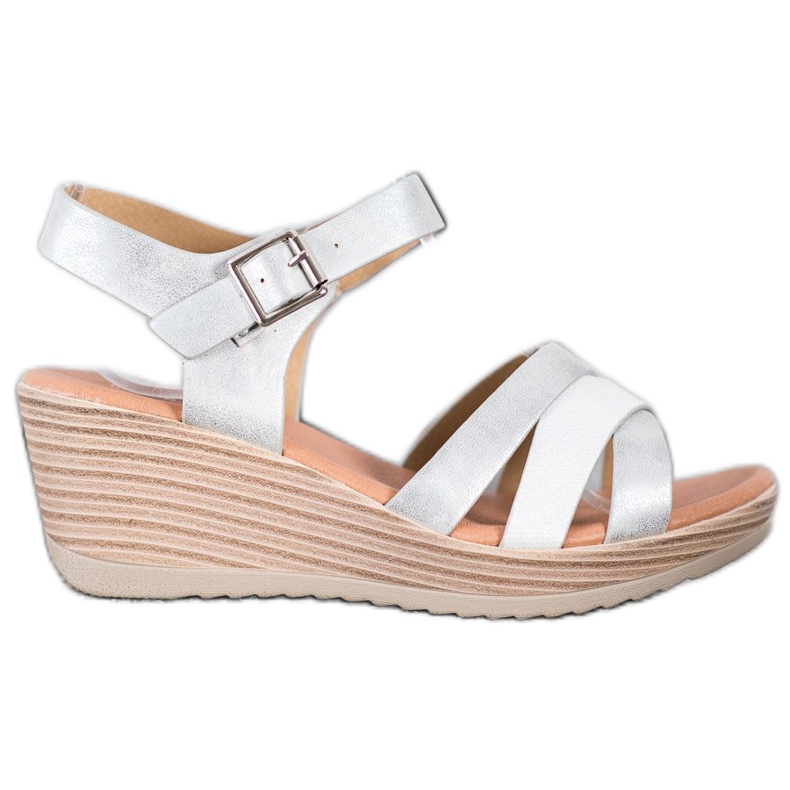 Sea Elves Sandalias ligeras de cuero ecológico blanco gris