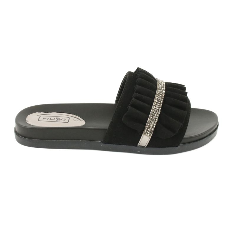 Filippo Chanclas negras con adornos y circones negro