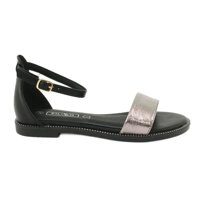 Sandalias de piel Filippo DS1285 / 20 BK SI negro multicolor gris