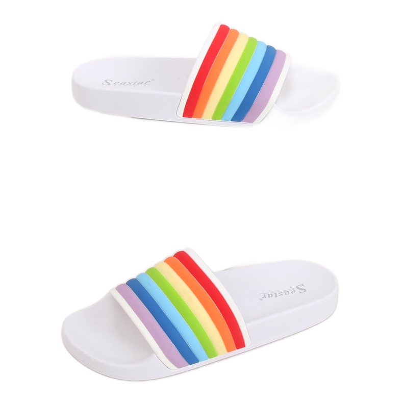 Pantuflas arcoíris blancas T325P Blanco multicolor