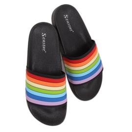 Pantuflas arcoíris negras T325P Negro multicolor Pantuflas arcoíris negras T325P Negro multicolor