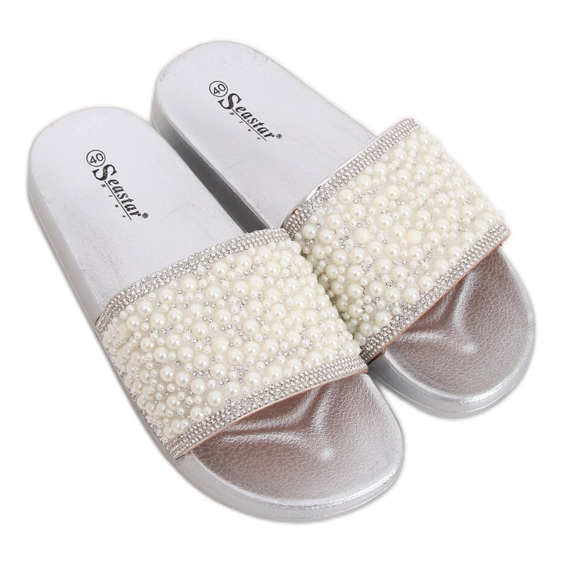 Pantuflas plateadas con perlas BG63 Silver gris Pantuflas plateadas con perlas BG63 Silver gris