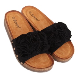 Pantuflas negras mujer negras F191 Negra negro