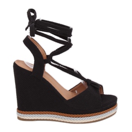 Negro GP07 Sandalias de cuña negras