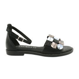 Sandalias de piel Filippo DS1286 / 20 MLT negro gris amarillo Sandalias de piel Filippo DS1286 / 20 MLT negro gris amarillo