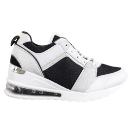 Weide Zapatillas de deporte de cuña de moda blanco negro
