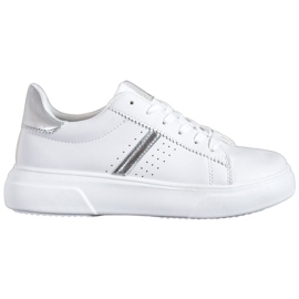 Renda Zapatillas con inserciones plateadas blanco